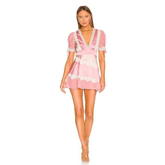 LoveShackFancy Karlina Mini Dress Pastel Pink Colorblock Size 8 NEW with tags - Picture 10 of 10